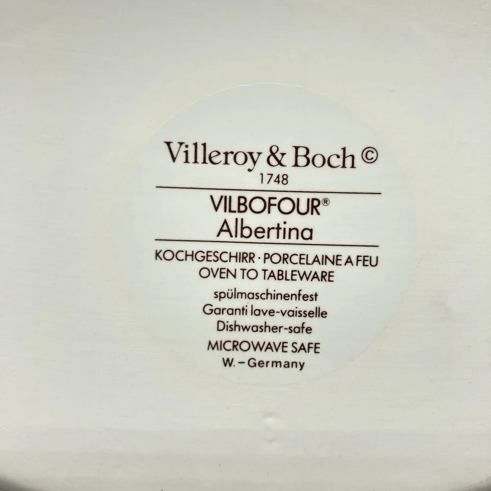 Vtg Villeroy & Boch Albertina 2 QT Oval Covered Casserole Tureen W Germany #1748